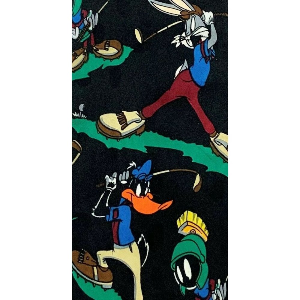 Looney Tunes Mania Men's Novelty Tie: Daffy, Bugs, Marv, Taz Playing Golf. 1995